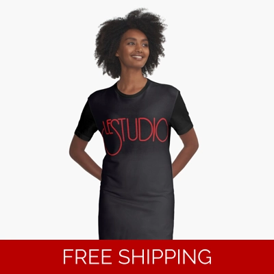 Le Studio Graphic T-Shirt Dress Red Logo Full